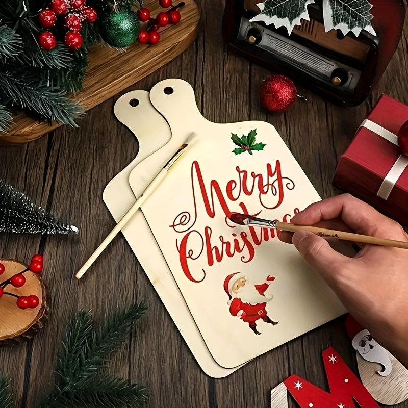 Wood Crafts Set with Christmas Ornaments, Rustic Wood Plaques and Coasters