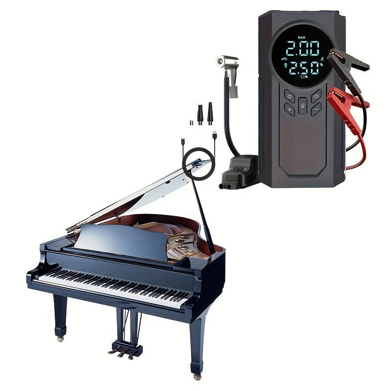 TTENGQU Avtomobil Ta'mirlash Asbobi: Tez inflatsiya va avtomatik to'xtash funksiyasi bilan LED chiroqli portativ zaryadlovchi va shina inflator.