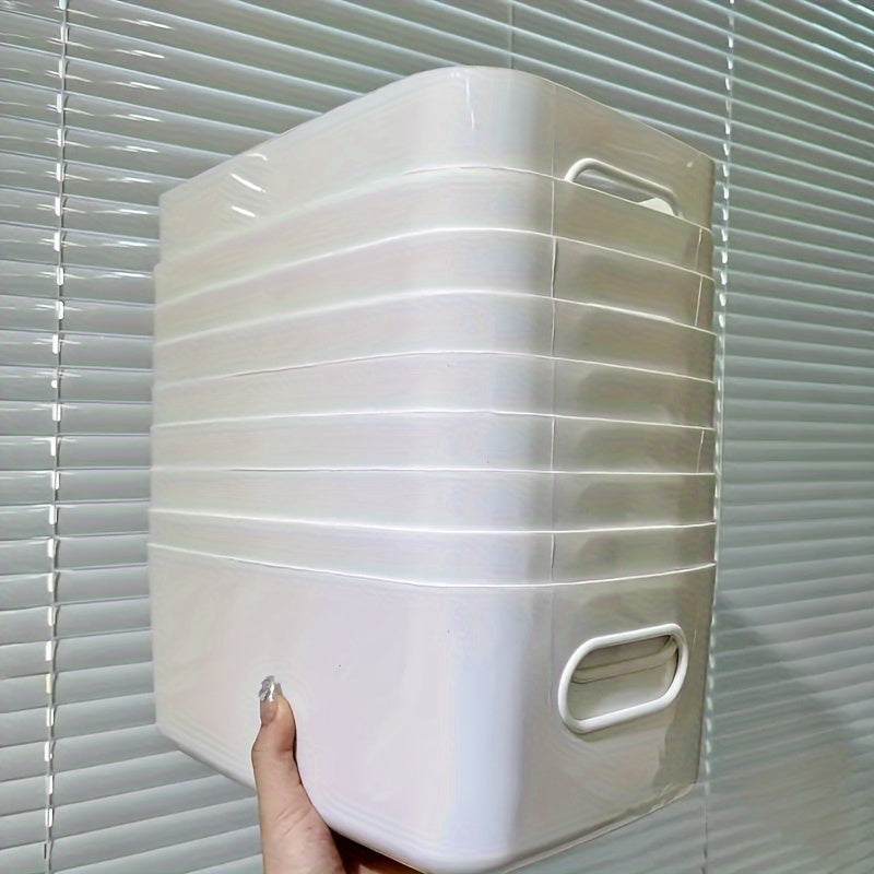 5 yoki 10 dona Oq Plastik Saqlash Qutilari to'plami, BPA-Free, Qatlamli va Mustahkam, To'rtburchak Shaklida, Muzlatgich, Oshxona, Hammom, Yotoqxona uchun Ideal; Ovqat saqlash uchun mos emas; Qo'lda yuvish kerak; Shishmaydigan, qopqog'li