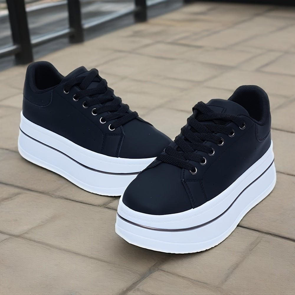 Women's Breathable Low-Top Sneakers Casual Running Fitness Black White