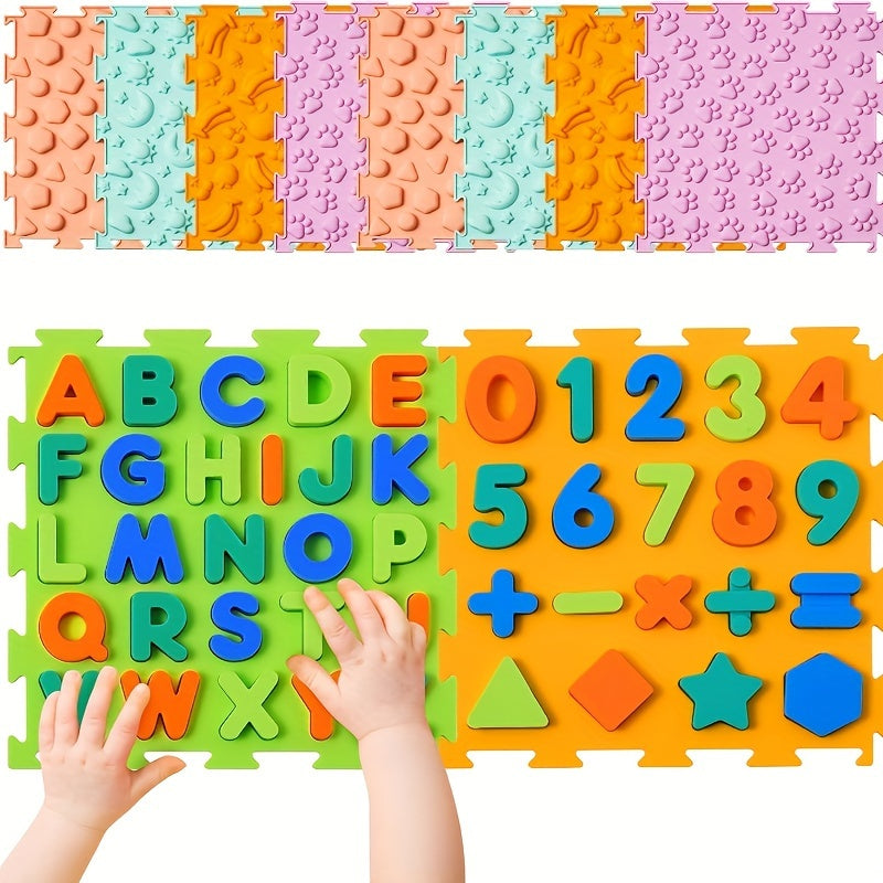 Set of 10 Sensory Mats for Children Educational Silicone Number and Alphabet Puzzles Orthopedic Massage Mat