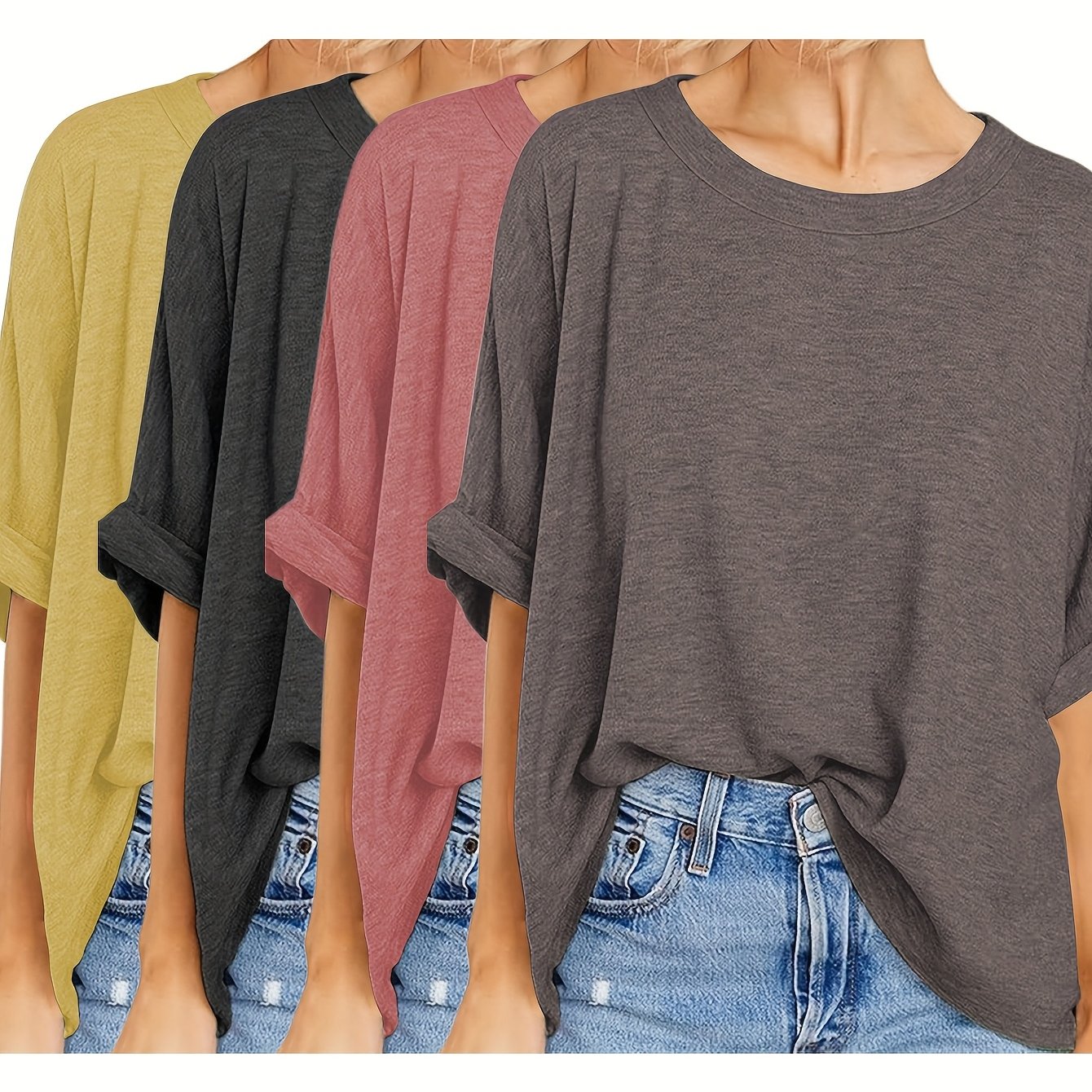 Plus Size Women's Loose Fit T-Shirts Short Sleeve Lightweight Breathable Casual