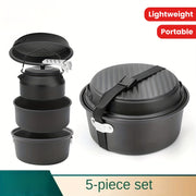 Durable Aluminum Cookware Set Non-Stick Frying Pan Kettle Camping Outdoor