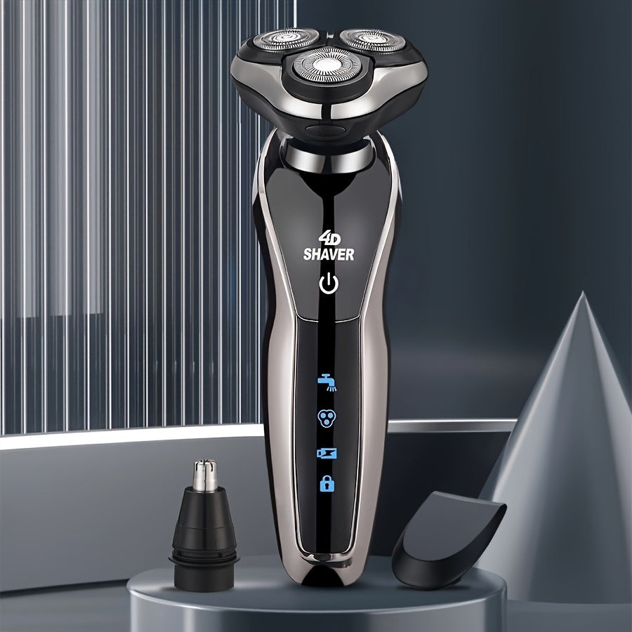 Men's 3-in-1 Electric Shaver with Nose Hair Trimmer USB Rechargeable 3D Floating Blade