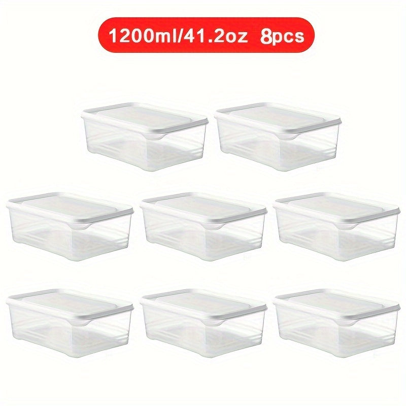 Set of 8 Leak-Proof Food Storage Containers 1200ml Microwave Safe Reusable