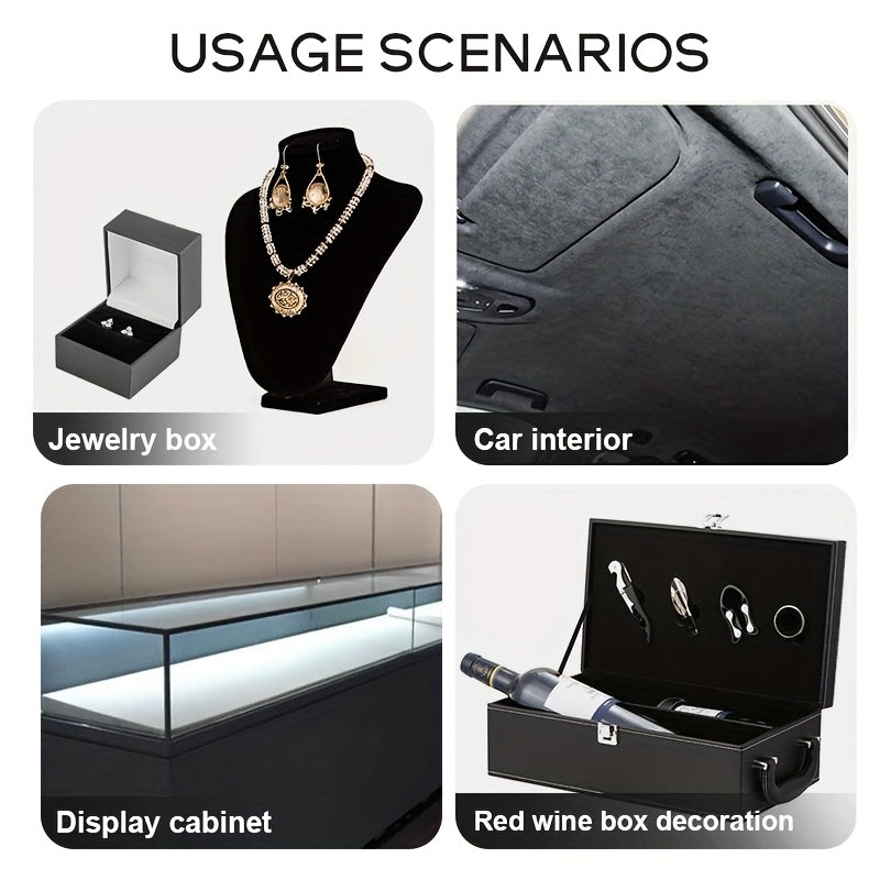 Self-Adhesive Velvet Fabric Roll 43.18x200.15 cm Solid Color for Car Interior Jewelry Box Gift Wrapping