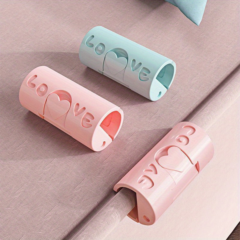 Love-Themed Polypropylene Comforter and Sheet Holders Non-Slip Clips Mixed Colors