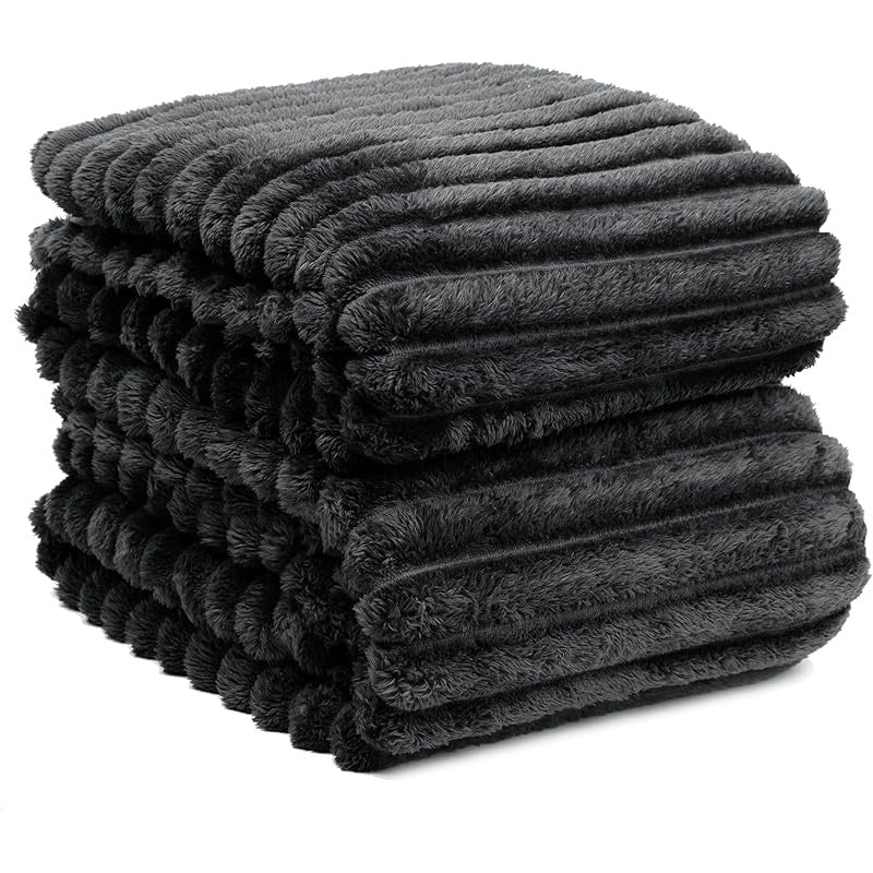 Cozy Flannel Throw Blanket for Couch Bed or Lounge Hypoallergenic Stylish Striped