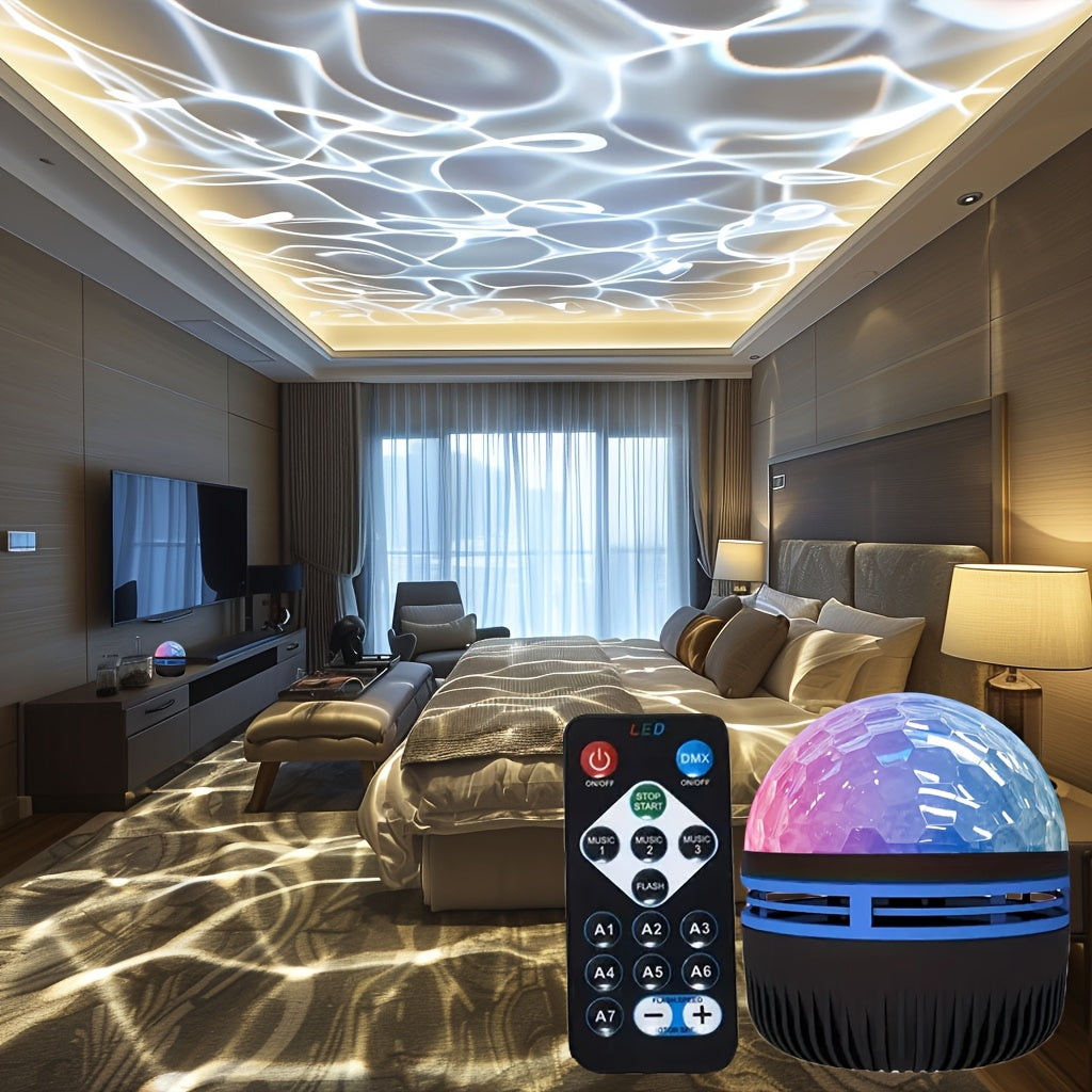 Water Ripple LED Night Light with Remote Control USB Powered Dimmable Black Plastic