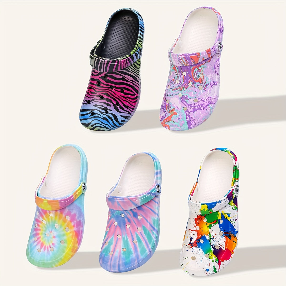 Women's Tie Dye Garden Clogs Light Weight Soft Sole Slip On Shoes