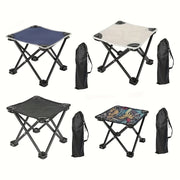 Portable Camping Stool with Storage Bag and Side Pocket, Stainless Steel Frame, Blue Mesh Seat