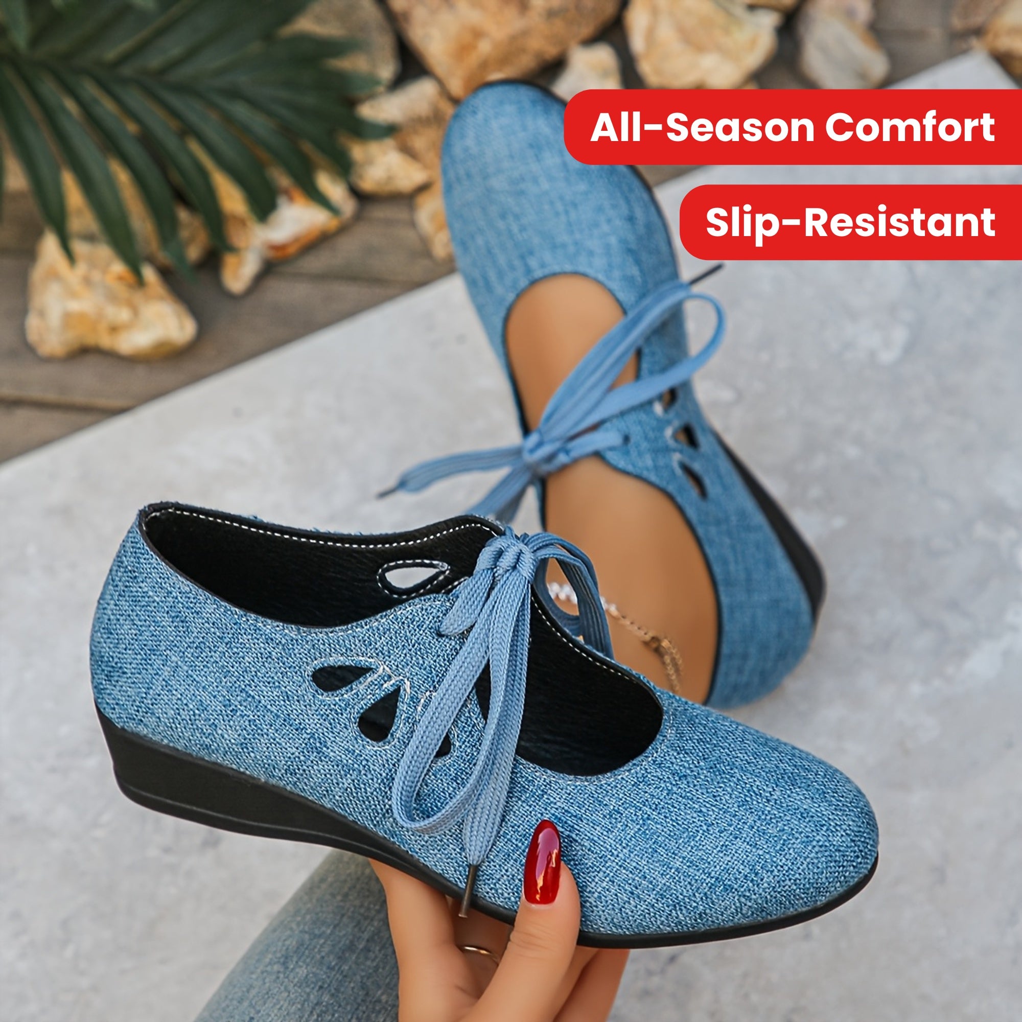 Women's Mary Jane Flats Solid Color Fabric Pointed Toe Slip-Resistant Shoes