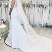 Свадебная фата для невесты с длинным шлейфом из тюля, однослойная, для особых мероприятий