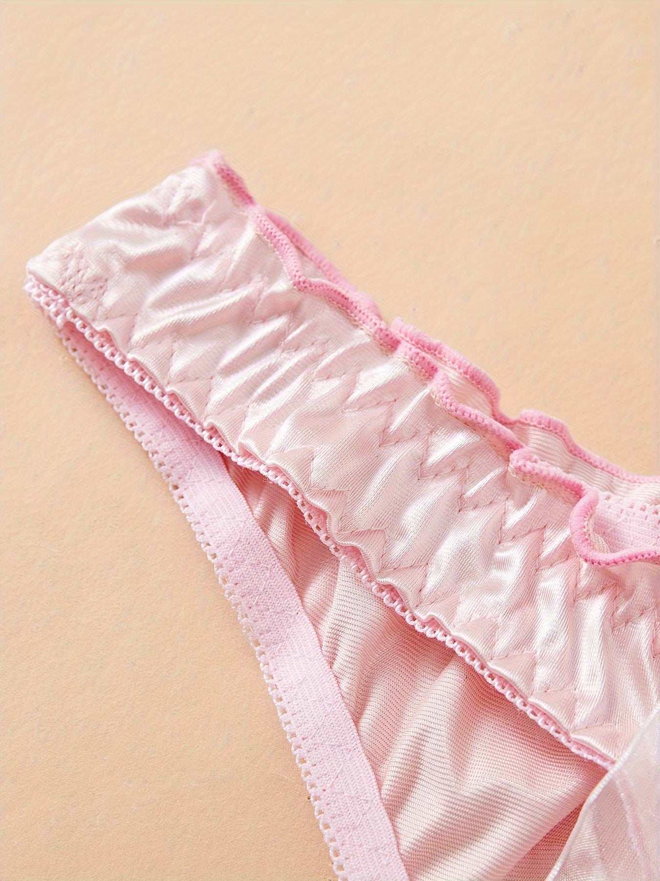 Women's Sheer Mesh Triangle Lingerie with Bow Detail