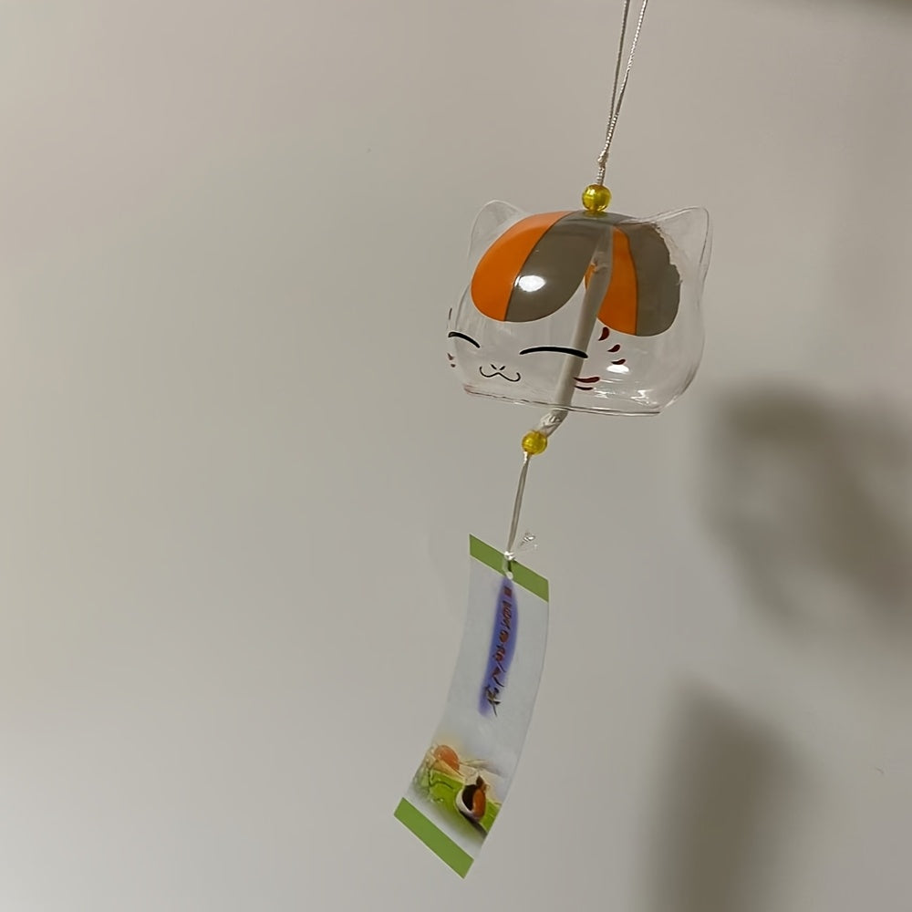 Glass Wind Chime with Animal Print and Cherry Blossom Design for Home Decor