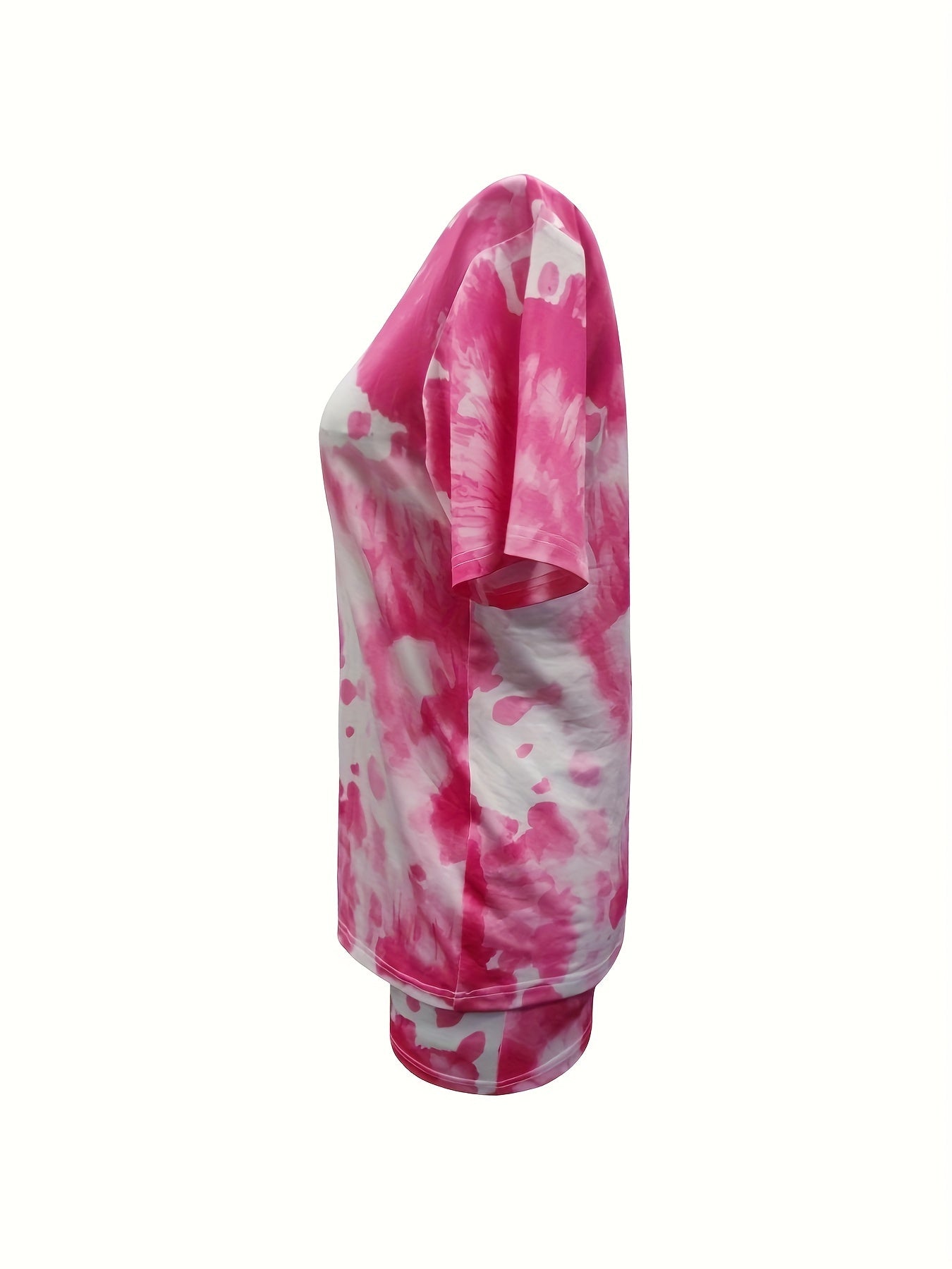 Women's Tie Dye Lounge Set Short Sleeve Crew Neck Top and Shorts for Sleepwear and Loungewear