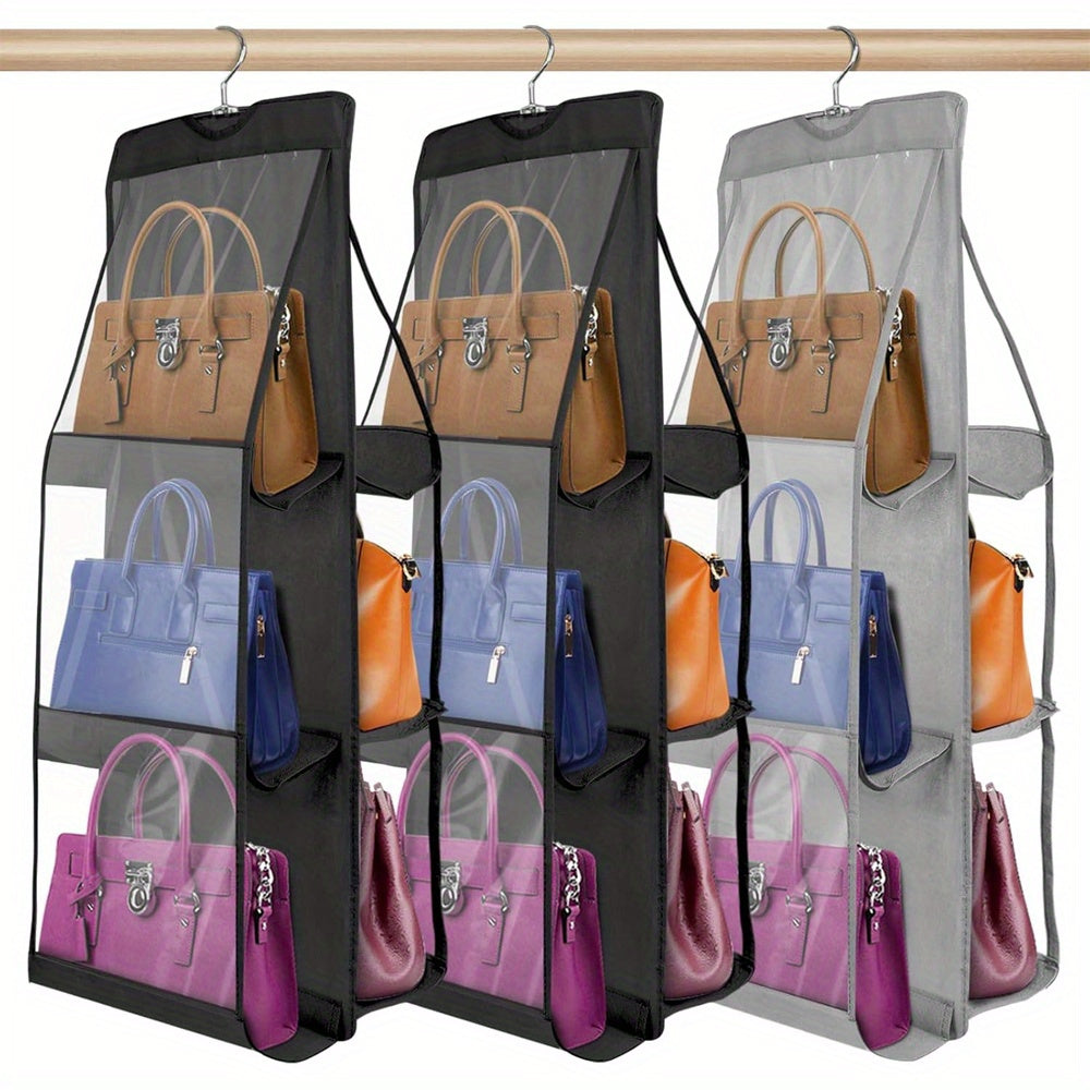 Fabric Wall Organizer with Secure Pockets for Closet Storage in Black and Dark Grey