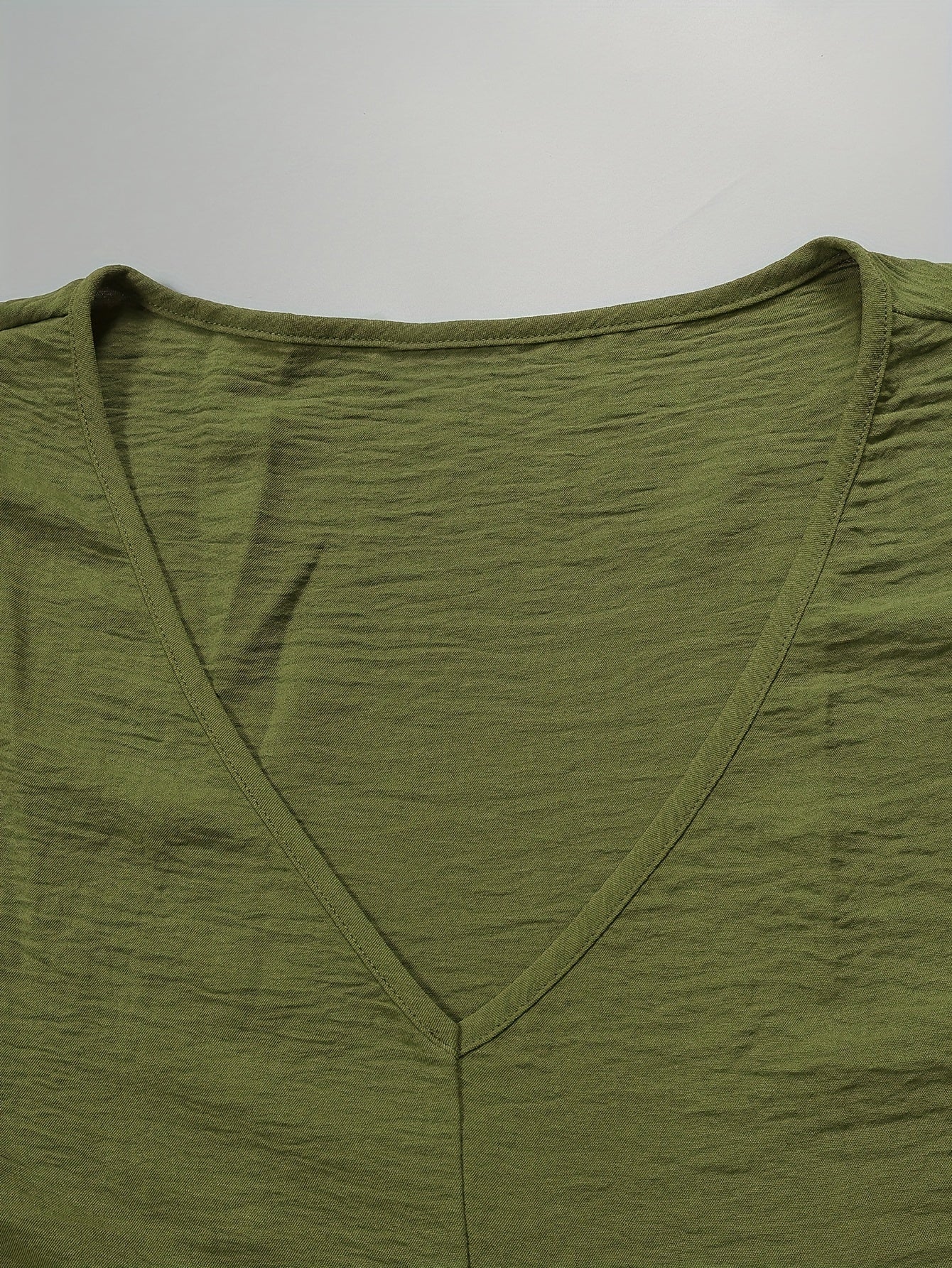 Plus Size Solid Ruched Tiered Dress Short Sleeve V-Neck Summer Loose Fit Women