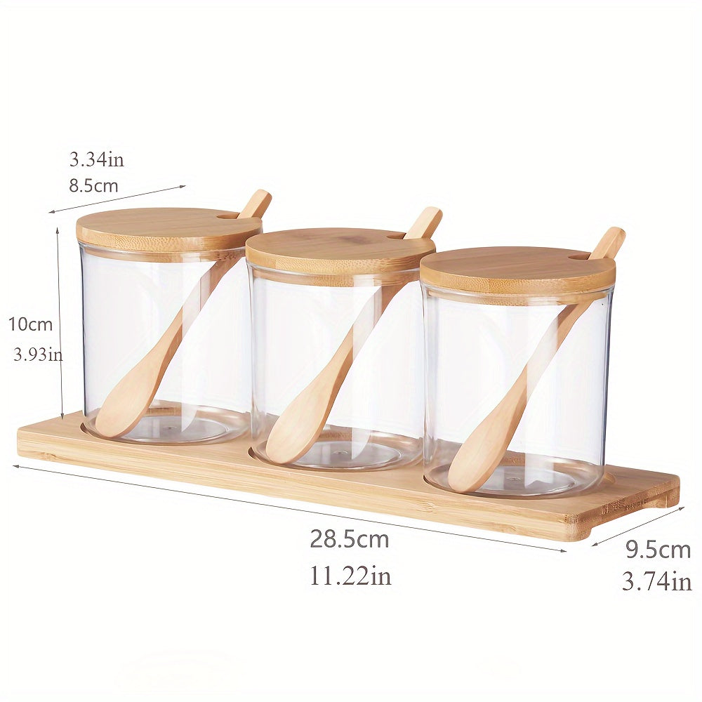 Набор пластиковых банок для специй с влагонепроницаемыми крышками и поддоном для кухонного хранения