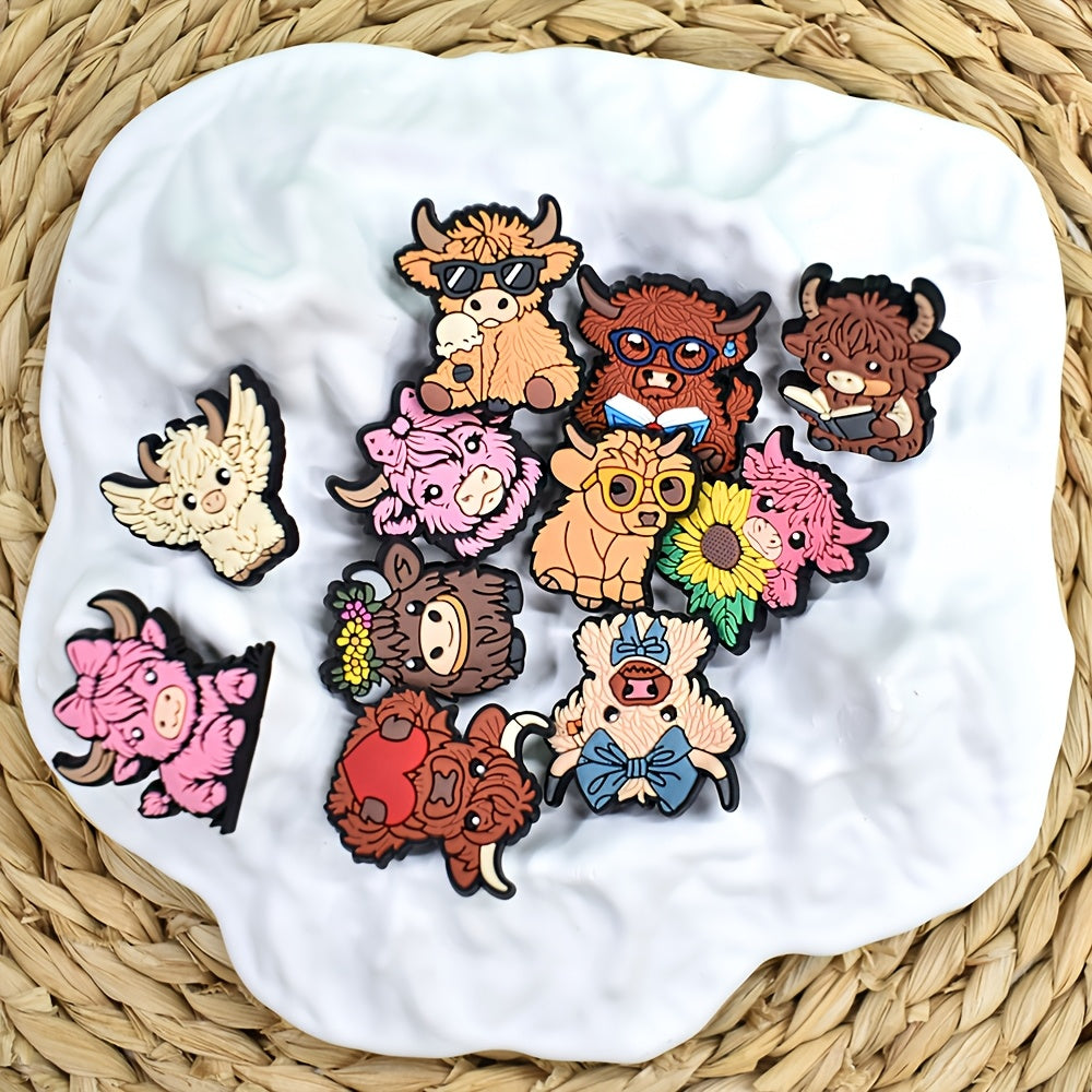 16pcs Girls Shoe Charms Set Soft Plastic Pink Calf and Cow Shoe Accessories