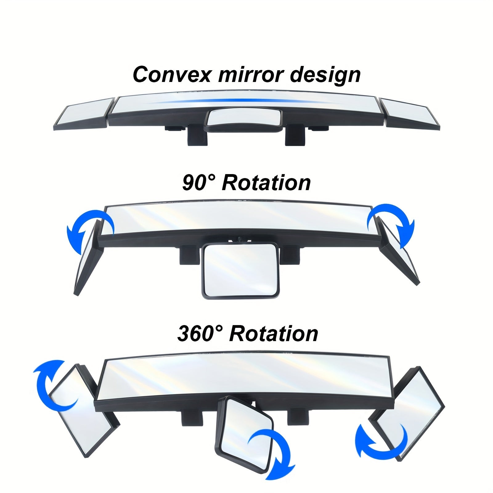 Universal Foldable Car Mirror Widening Field of View Adjustable Quadruple Folding