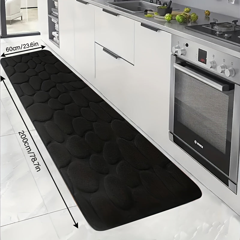 Alfombra de baño de espuma viscoelástica con relieve de piedra, antideslizante, suave, absorbente y lavable