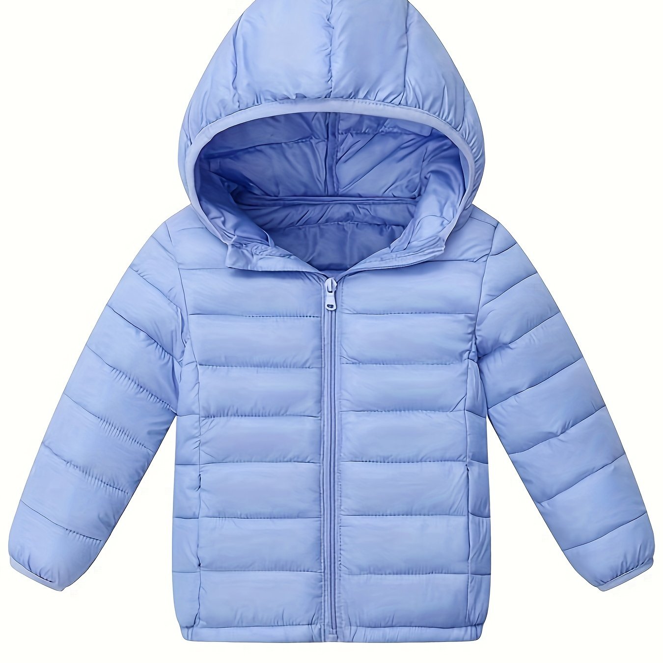 Детская легкая куртка с капюшоном для осени и зимы, однотонный цвет, полиэстер, повседневная, узкий крой