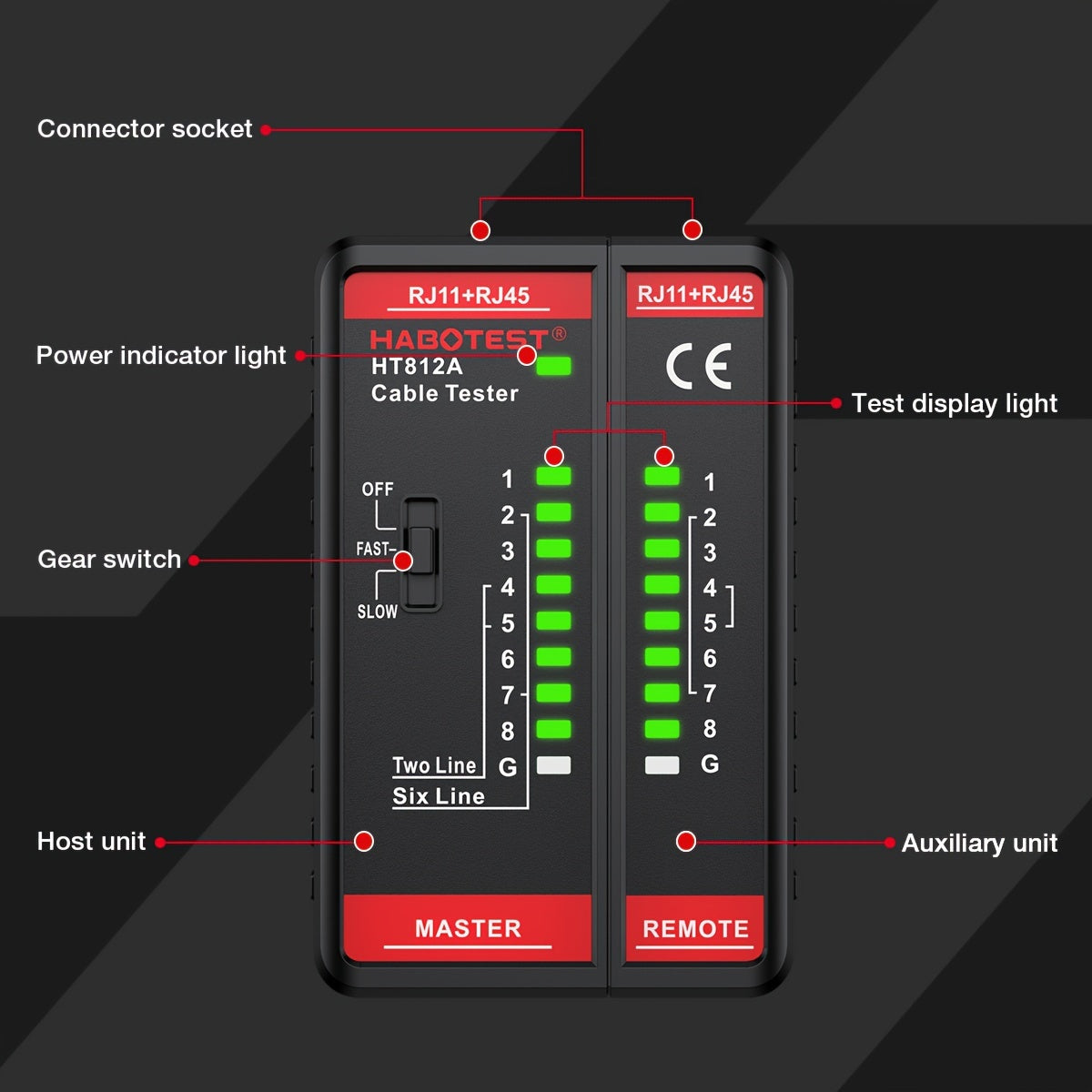Network Cable Tester for RJ45 RJ11 RJ12 CAT5 CAT5E CAT6 CAT6A Continuity Testing