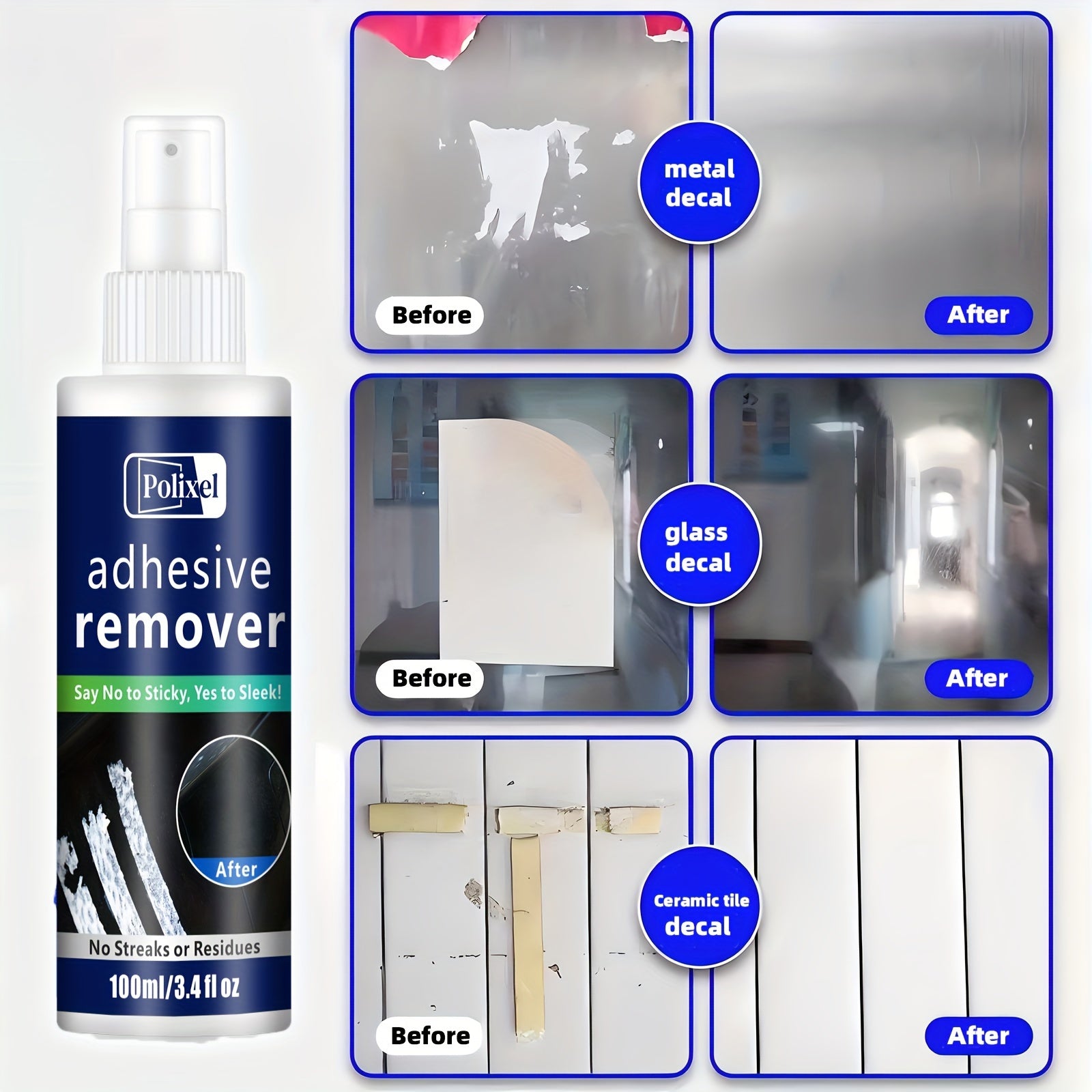 Спрей-удалитель клея для автомобильных стекол и краски, 3,4 унции, удаление остатков и этикеток