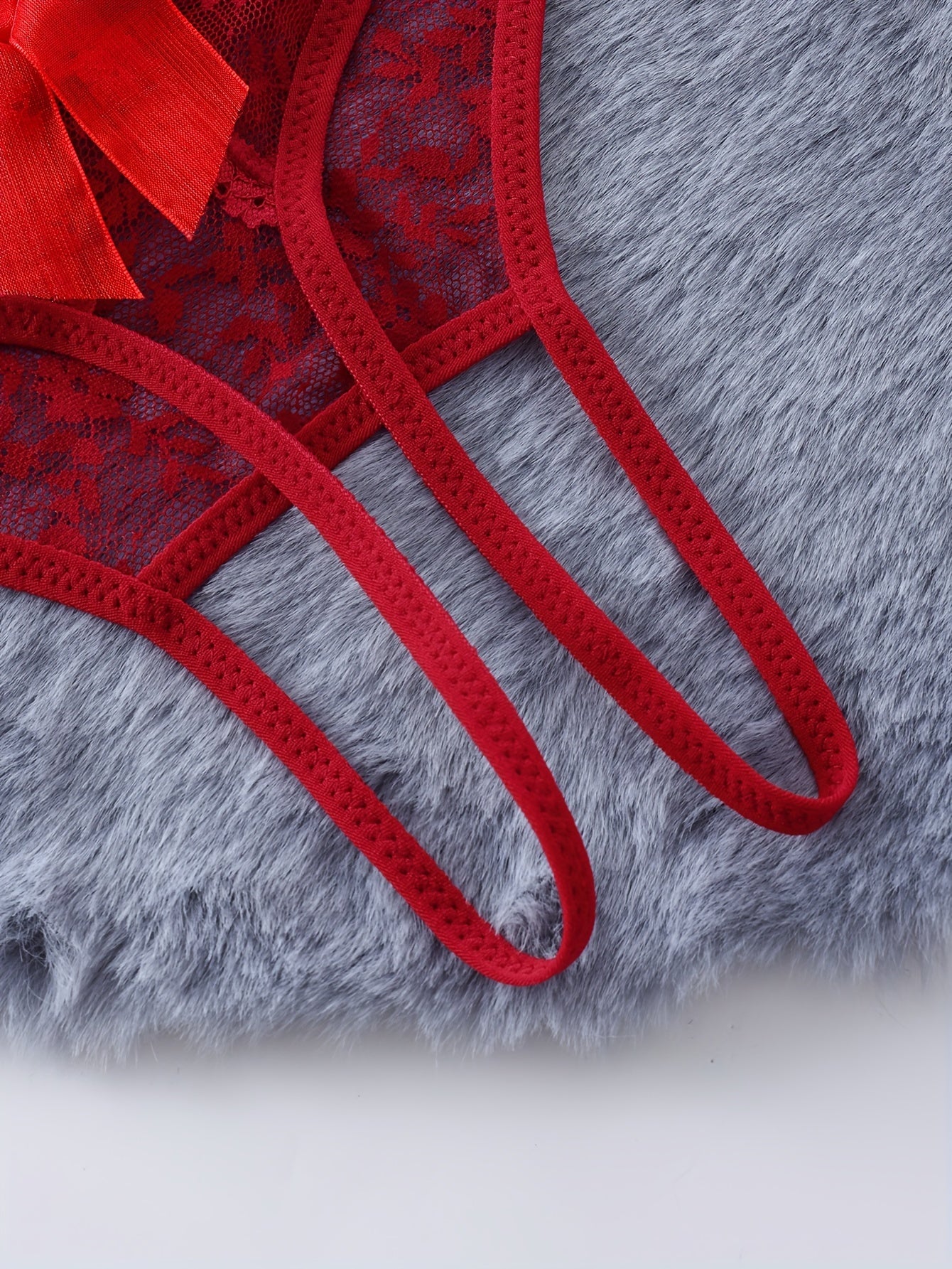 Women's Lace Thongs with Bows and Open Holes for Breathable Comfort