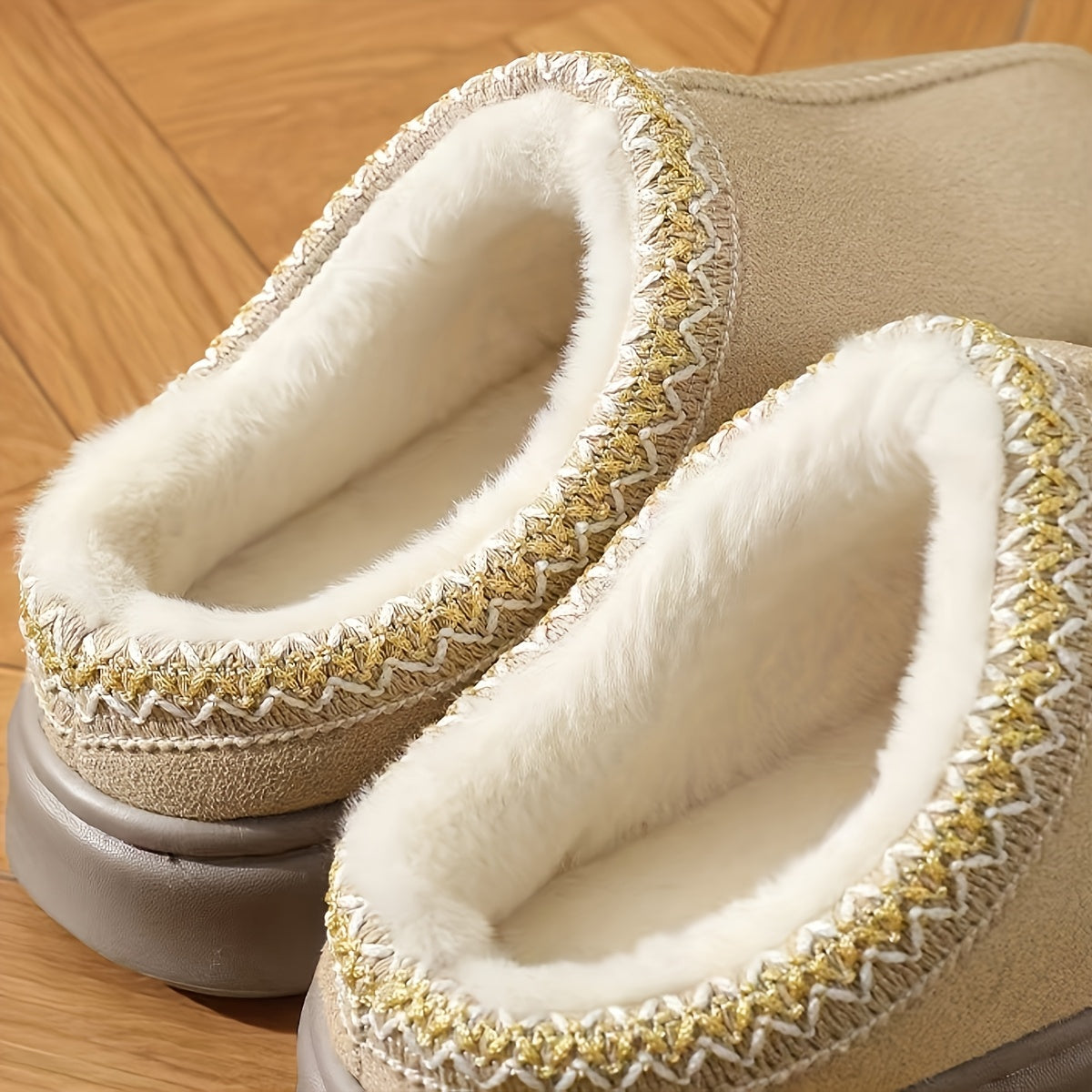 Women’s Winter Home Slippers Warm Soft Sole Wool Lined Indoor Outdoor Shoes