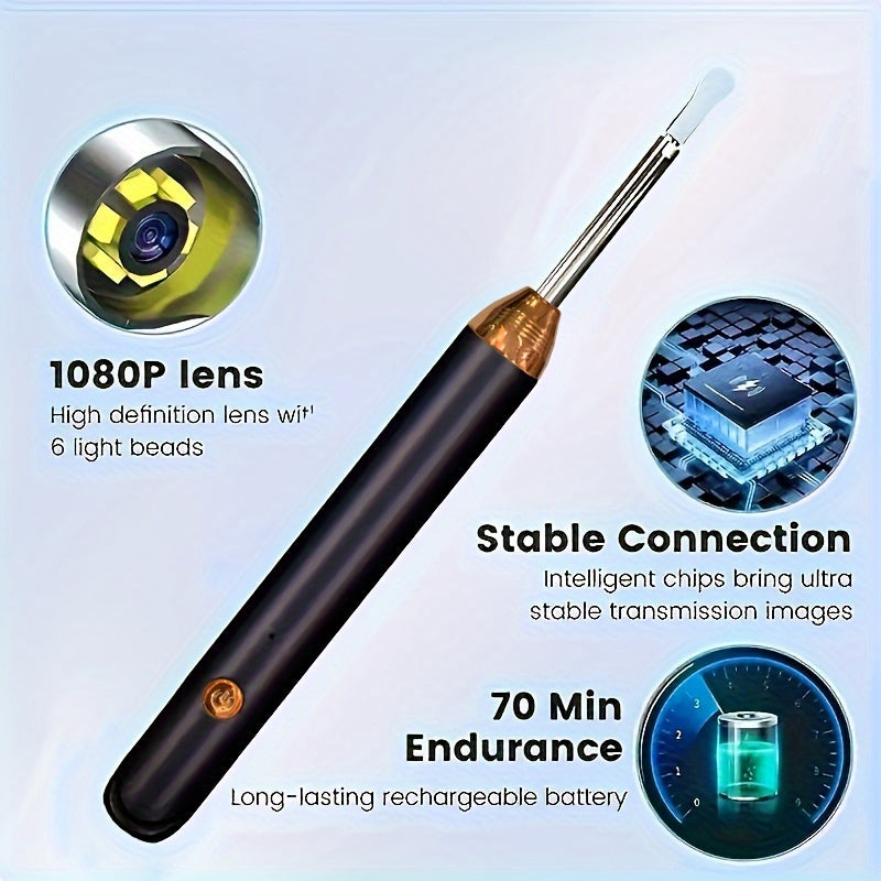 Ear Wax Removal Kit with Camera Light and 6 Ear Spoons, 8-Piece Ear Care Set