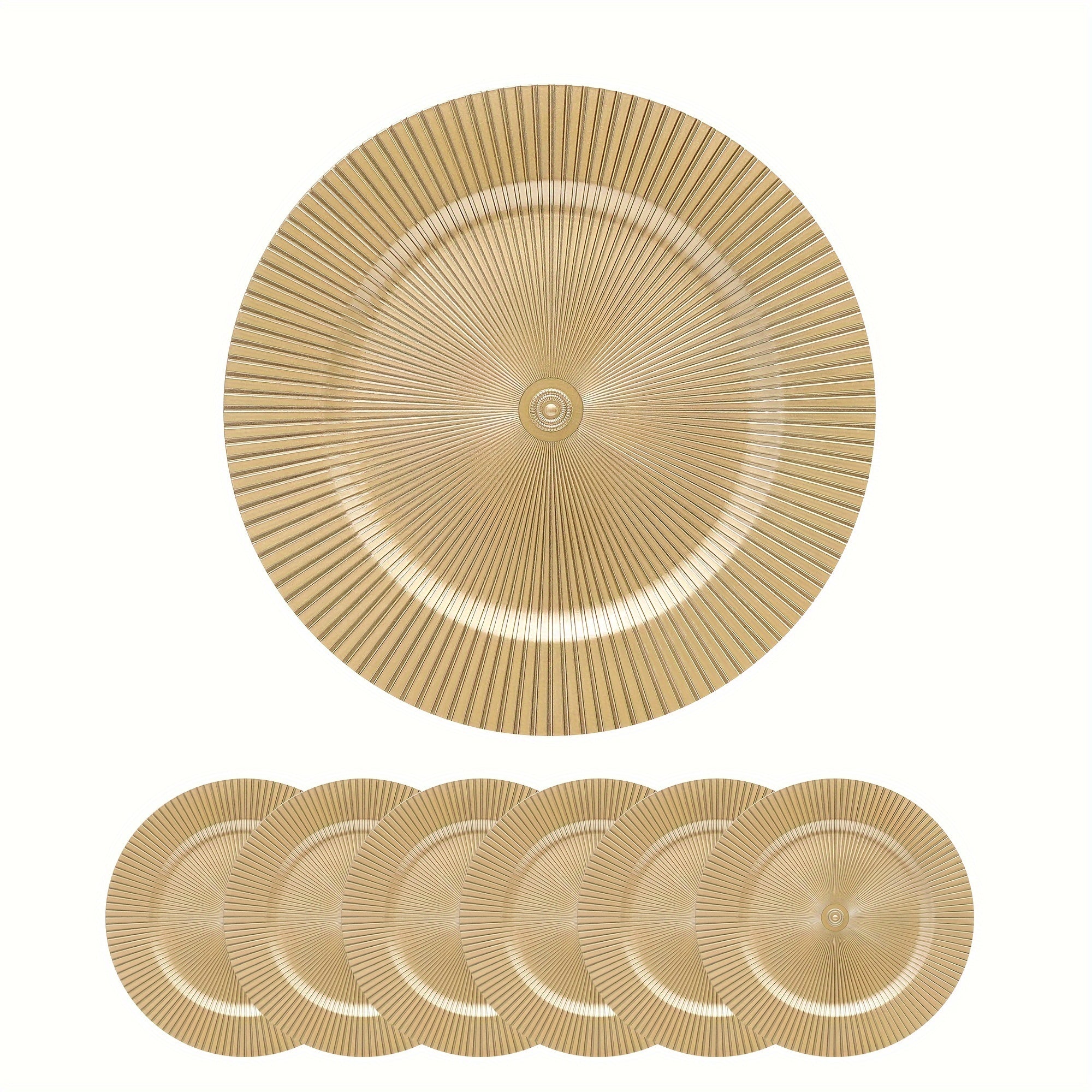 Paquete de 40 platos de plástico para cargadores de 13 pulgadas, diseño redondo decorativo en oro con motivo de arrecife, ideal para bodas y fiestas