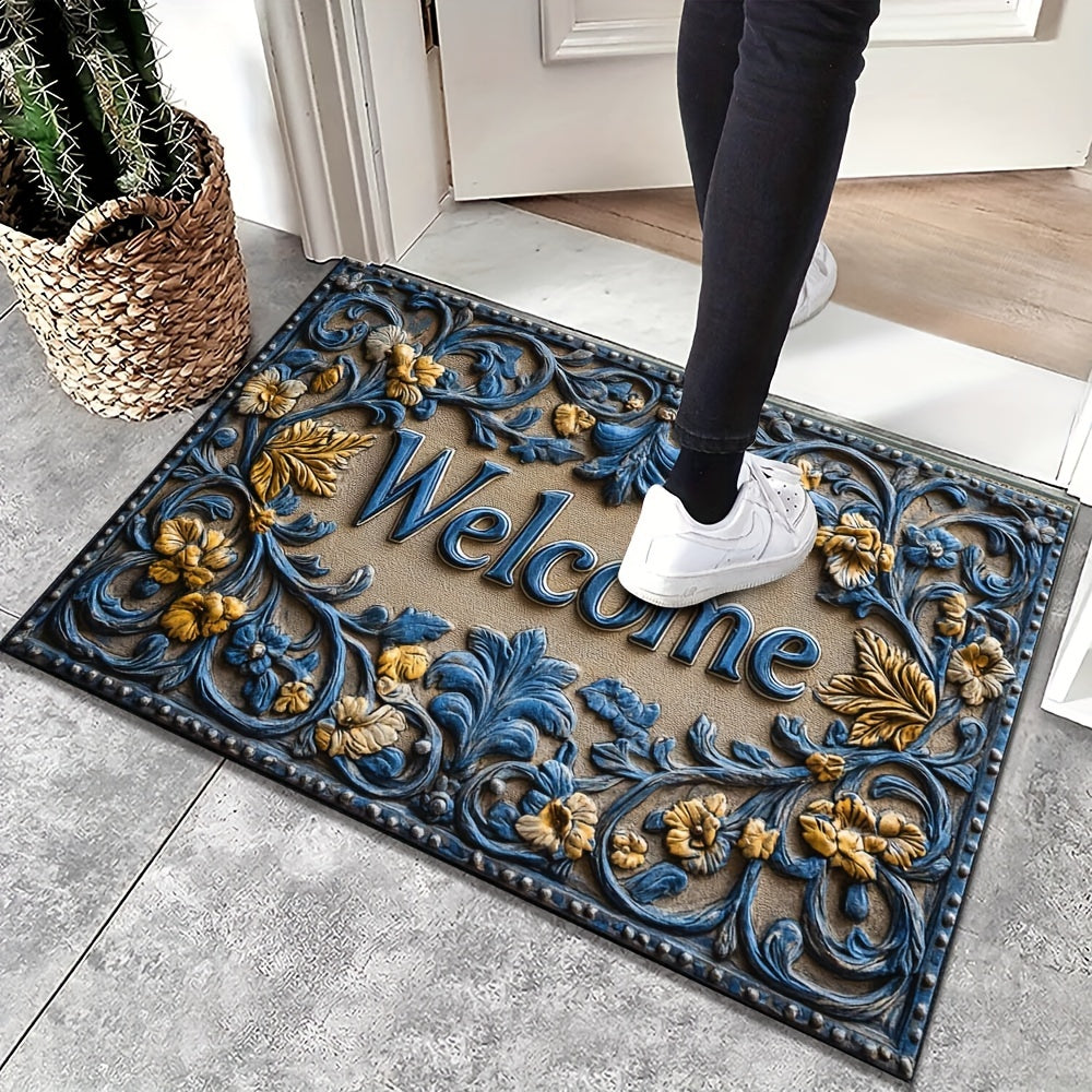 Modern Abstract Line Welcome Doormat Non-Slip Indoor Outdoor Polyester Rug