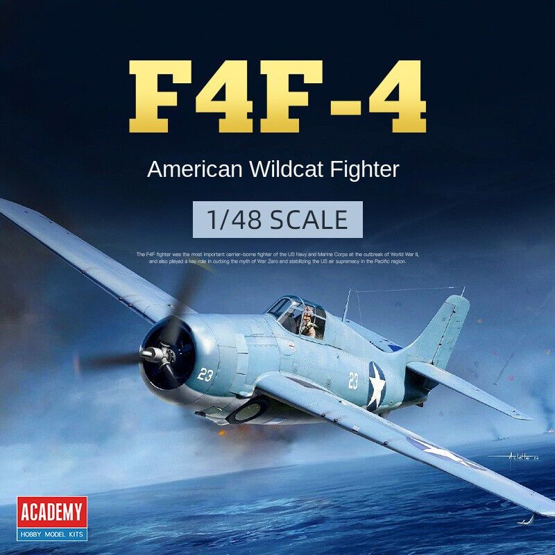 1/48 o'lchamdagi plastmassa model to'plami F4F Wildcat Midway janglari harbiy yashil, 14 yoshdan katta uchun