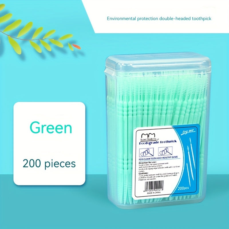 200 Pack Dental Floss Picks Fishbone Interdental Brushes Unscented Travel