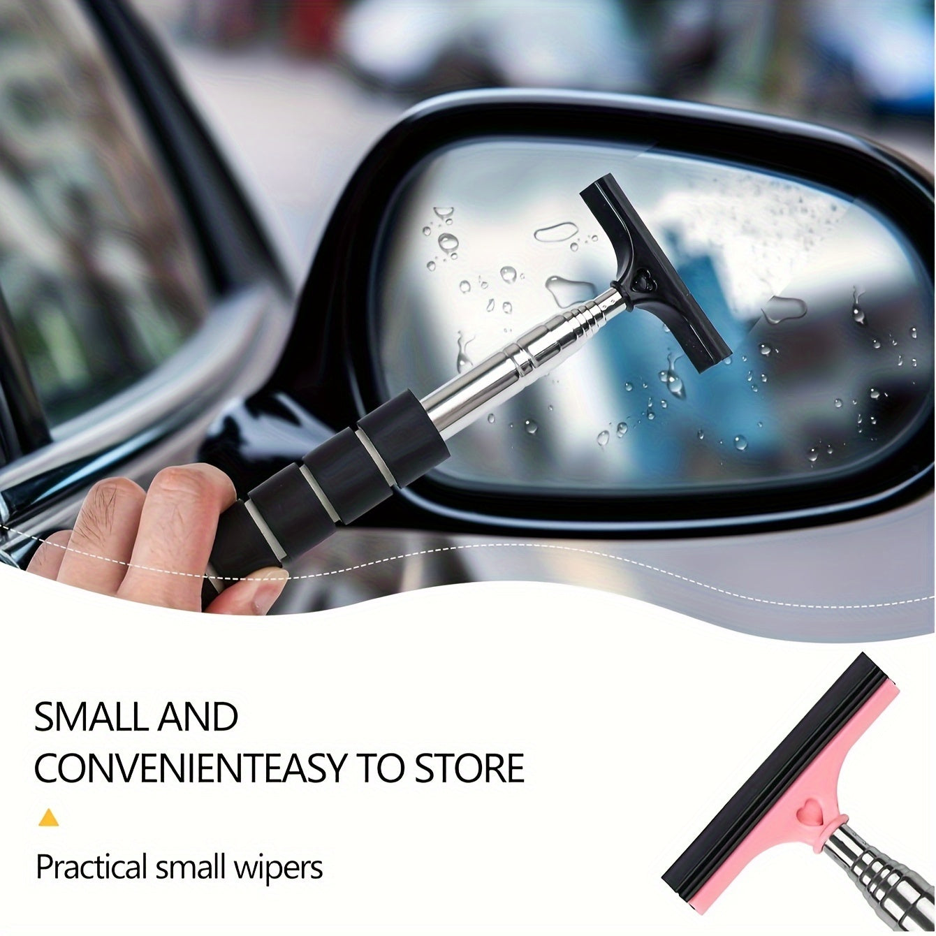 Limpiador de goma para espejo retrovisor de coche universal, herramienta retráctil para limpiar y raspar