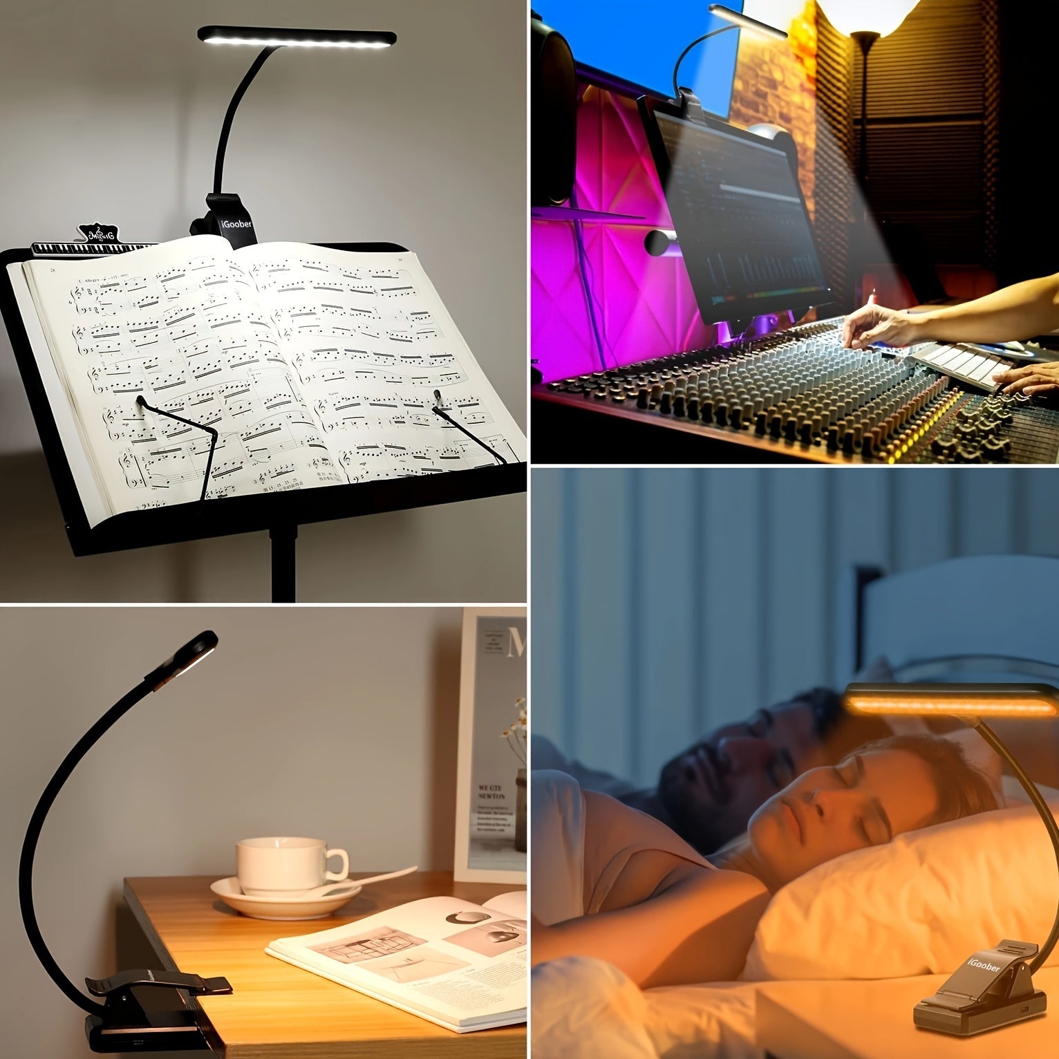 LED Music Stand Light with Clip, 28 LEDs, 4 Color Modes, 3 Brightness Levels, Eye-Care Technology, USB-C Rechargeable