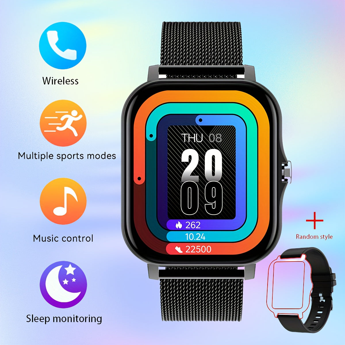 1.83 Inch Full Screen Touch Sports Smartwatch for Men and Women with Wireless Call Message Reminder and Multiple Sport Modes