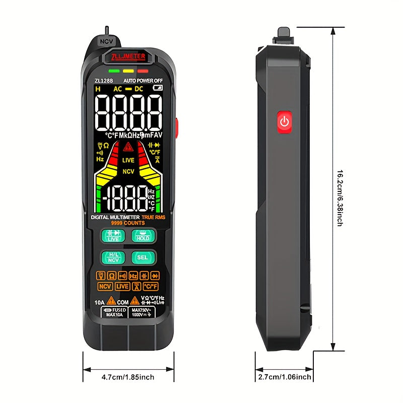 Digital Multimeter with Analog-Digital Display USB Rechargeable Pen Style AC/DC Voltage Current Capacitance Temp True RMS