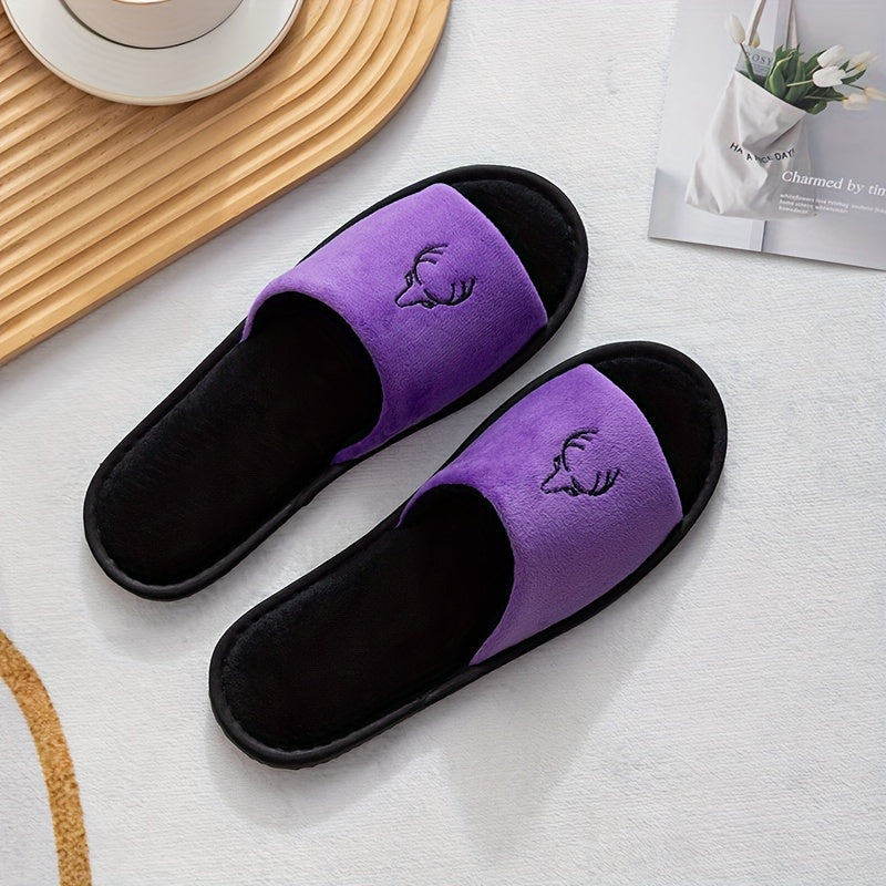 Women's Plush Non-Slip Disposable Indoor Slippers for Hotel Travel Winter