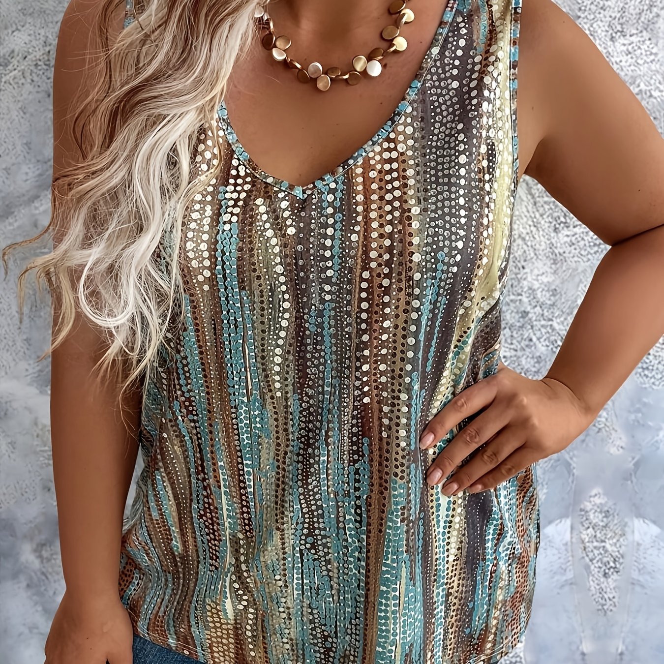 Женский жилет большого размера с мультицветным дизайном для повседневного летнего стиля