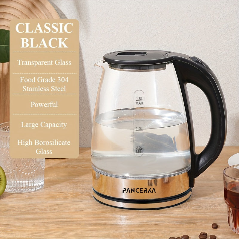 Electric Kettle 1.8L Borosilicate Glass 1500W for Coffee and Tea