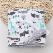 Baby Lamb Blanket Double-Layered Cartoon Print Soft Cozy All-Season Gift