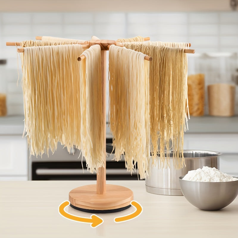 Drevesinli Makaron Quruq Rack - Aylanuvchi Dizayn, Tabiiy Qoplama, Oshxona va Restoran Makaron Tayyorlash Uchun Ideal