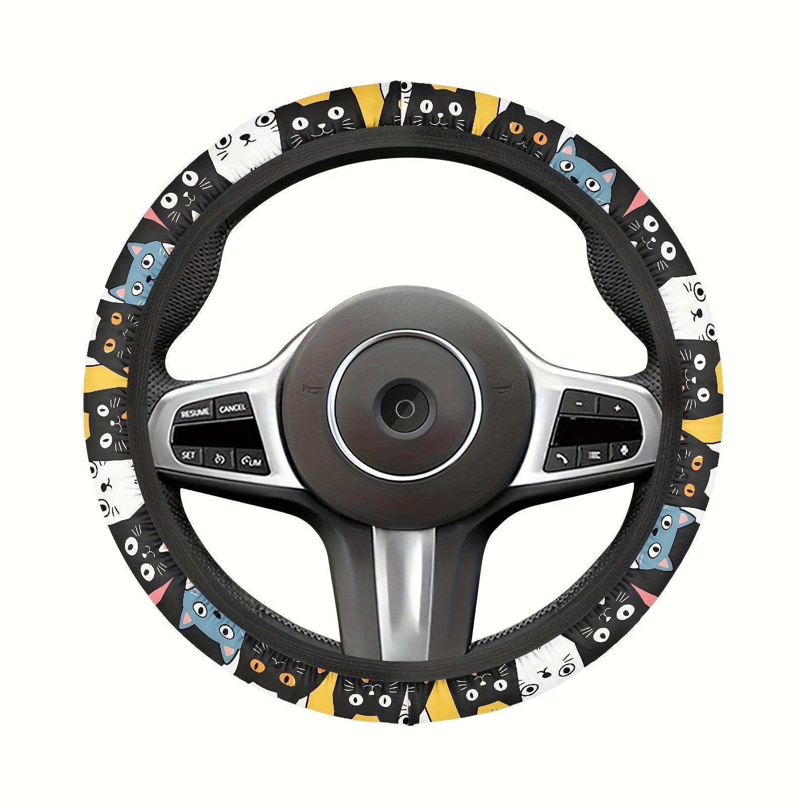 Милый мультяшный чехол на руль с антискользящим эффектом из полиэстера, автомобильный аксессуар