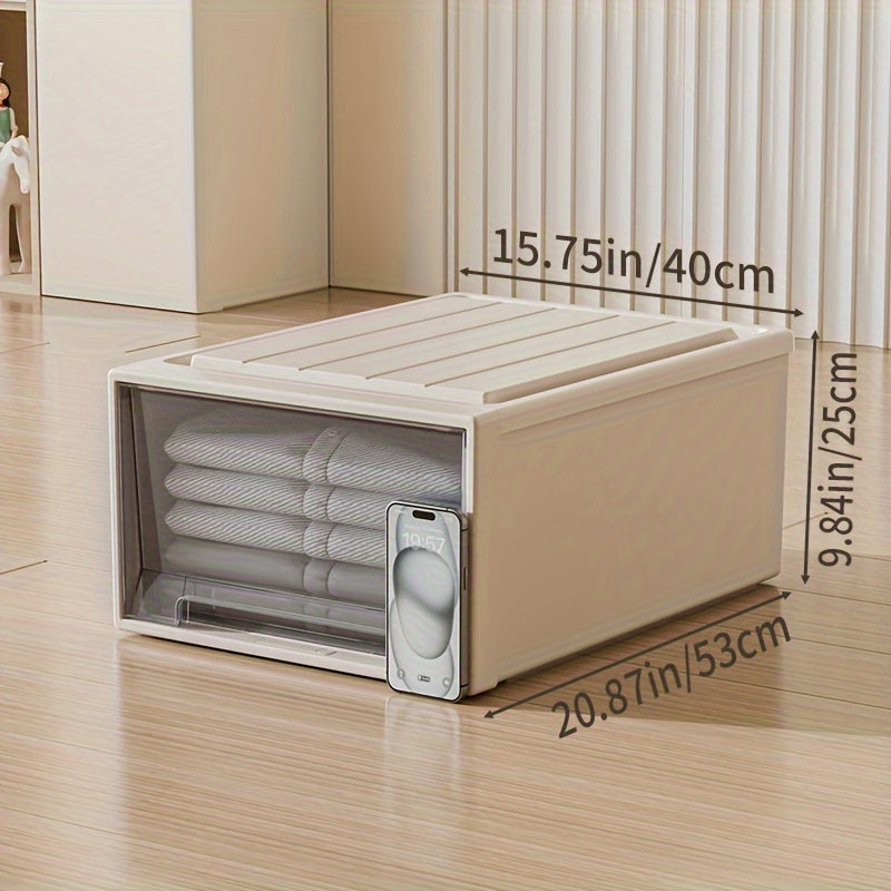 Transparent Stackable Plastic Storage Drawer with Wheels for Clothes Toys Snacks and Books