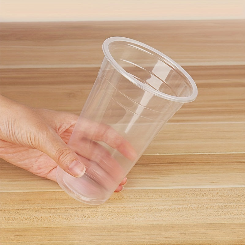 50 штук 16/20 унций прозрачных одноразовых пластиковых стаканчиков с плоскими крышками — нетоксичные, экологически чистые для вечеринок, мероприятий и ресторанов — идеально подходят для подачи кофе, холодного чая и смузи