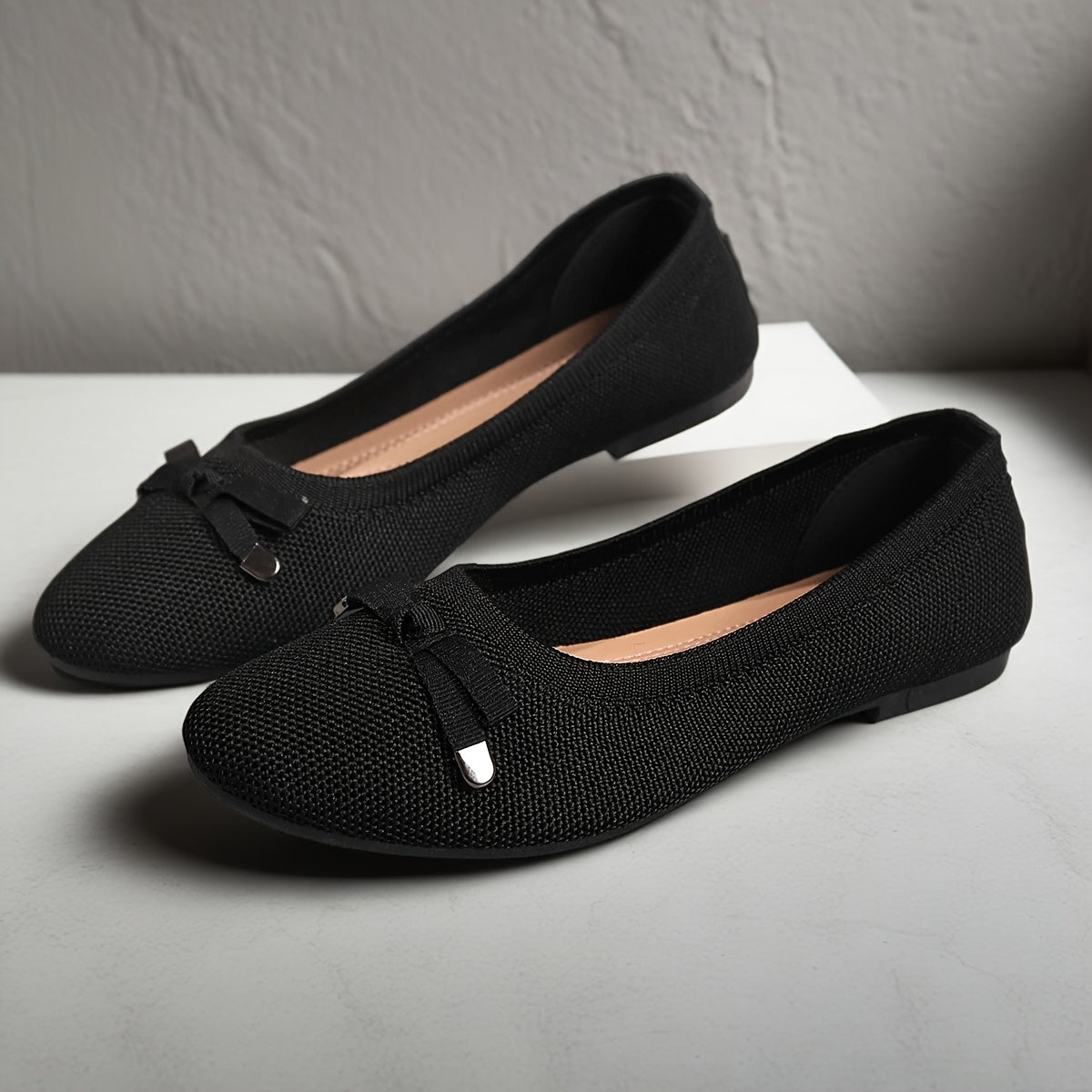 Women’s Casual Ballet Flats Soft Knit Fabric Round Toe Slip-Ons