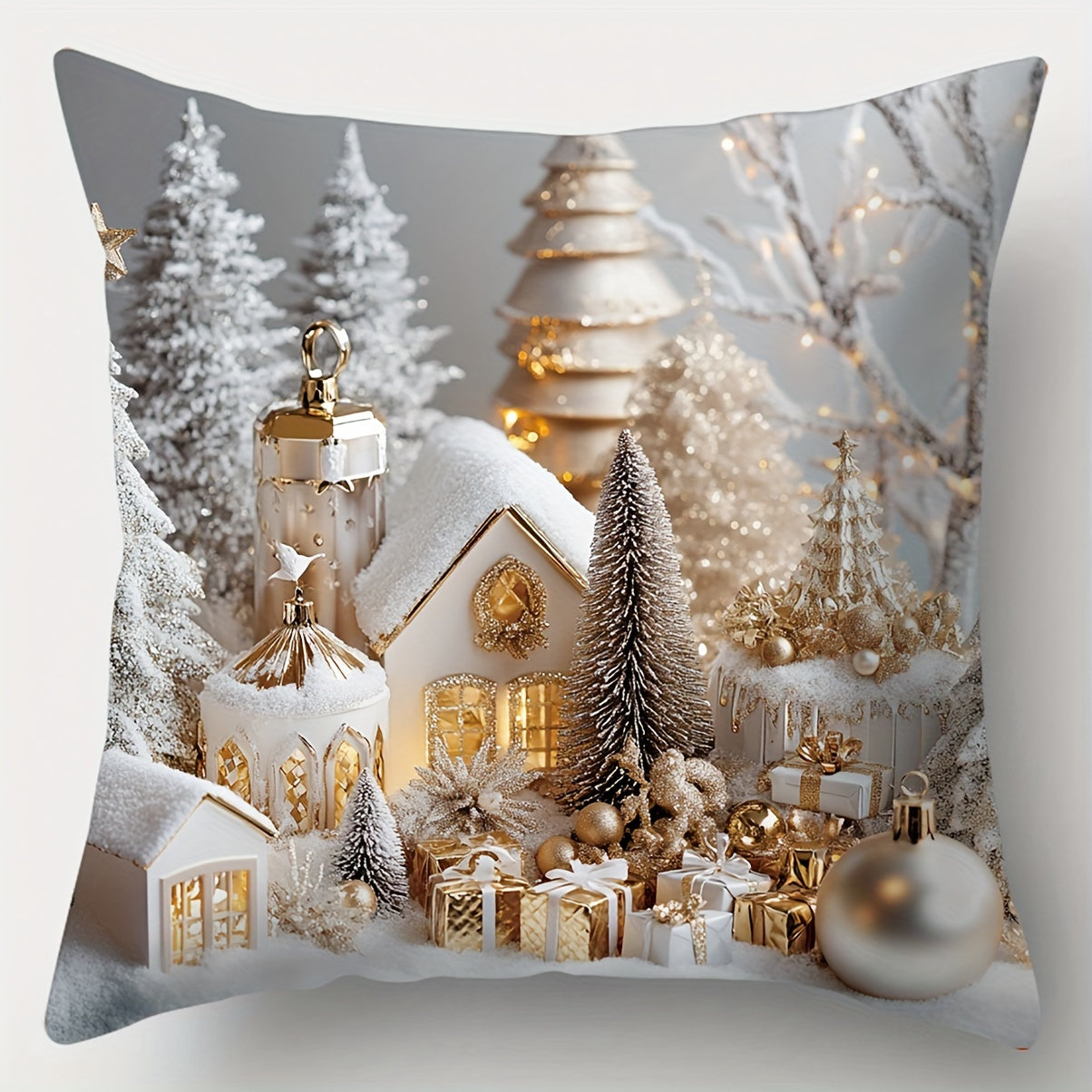 Juego de 4 fundas de almohada navideñas 45x45 cm decoración decorativa para sofá y habitación